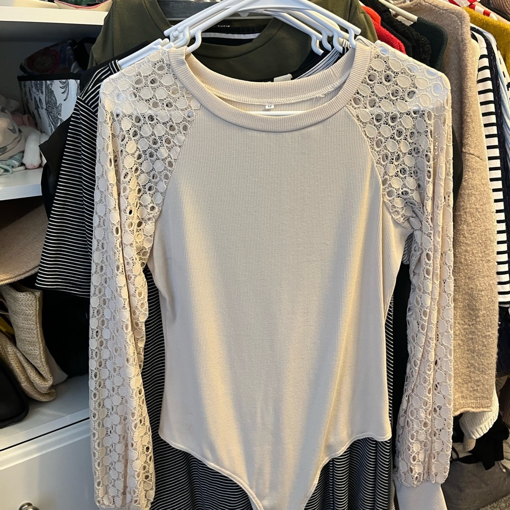 Elegant Lace Sleeve Women’s bodysuit